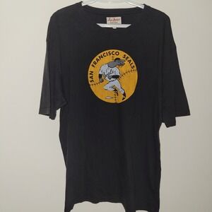 Vintage San Francisco Seals T-Shirt Men's Size 2XL PCL MILB Red Jacket Black